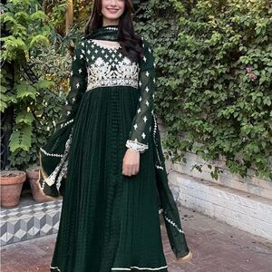 Elegant Green Embroidered Dress
